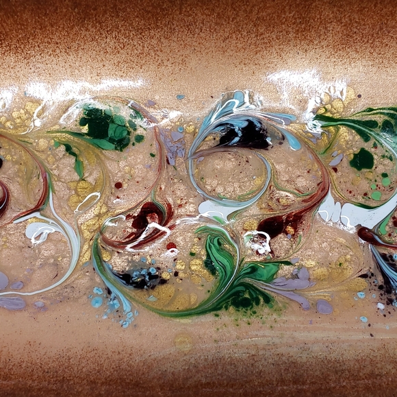 MCM Vintage Enameled Copper 12" Oblong Trinket Tray Dish - Picture 3 of 6